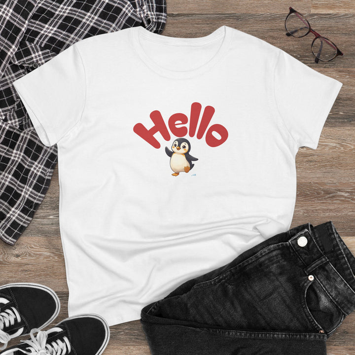 Semi-Fitted Cotton Tee with Minimalist Floral Graphic T-Shirt