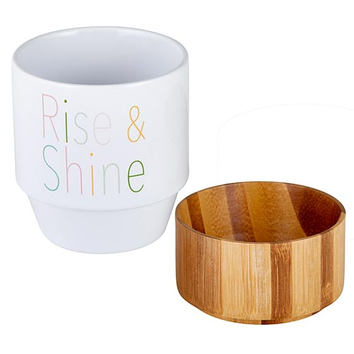 Rise &amp; Shine Ceramic Mug with Bamboo Base
